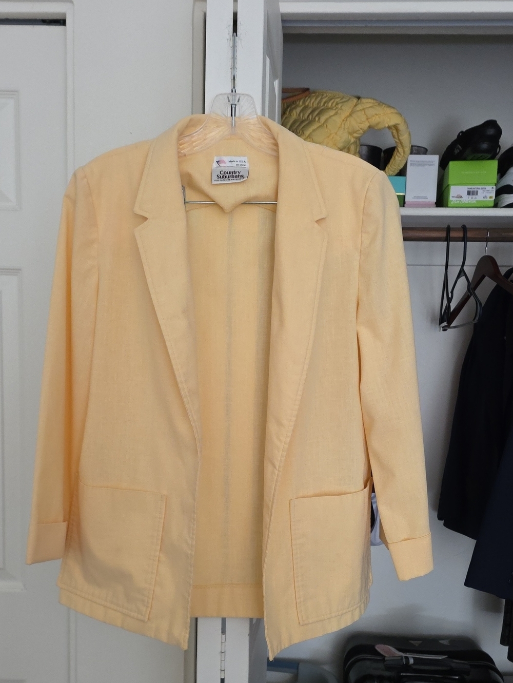 Country Suburbands Pale Yellow Women's Blazer Linen Vintage Sz 2